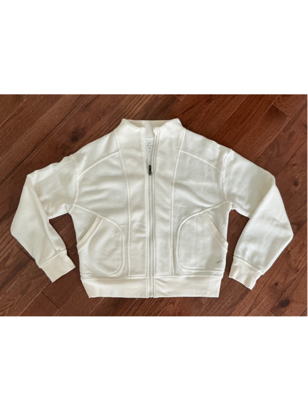 Women's FREELY White Full-Zip Sweatshirt S